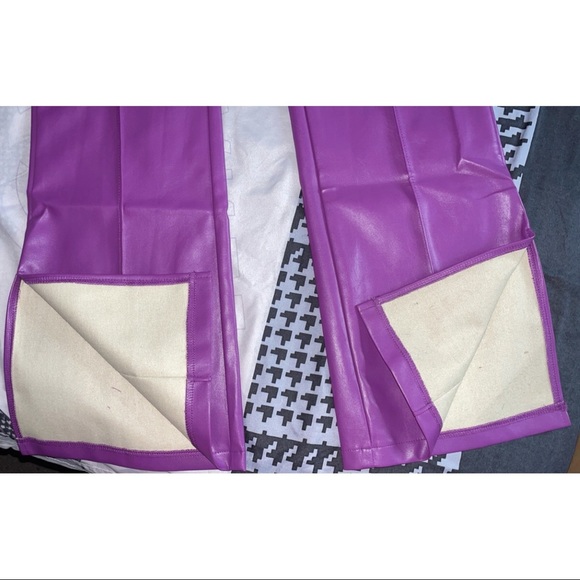 NEW BOOHOO - NEVER WORN‼️ Leather Look Split Hem Trousers US SIZE 6 UK SIZE 10 - Picture 8 of 9